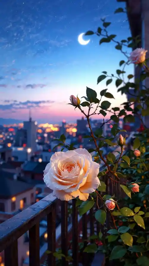 4k夜空壁纸 - 景深 - 月亮 - 栏杆「哲风壁纸」