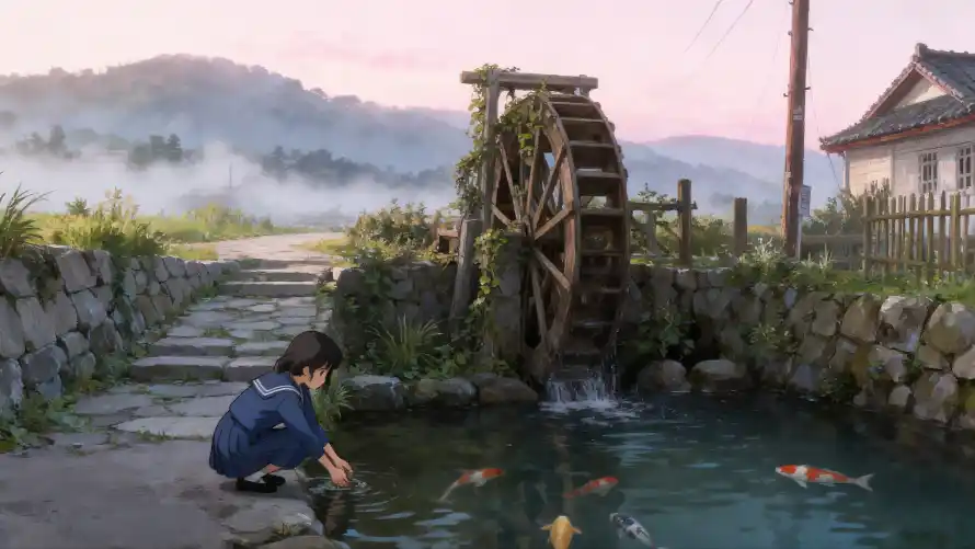 4k水车壁纸 - 少女 - 乡间 - wallpaper「哲风壁纸」