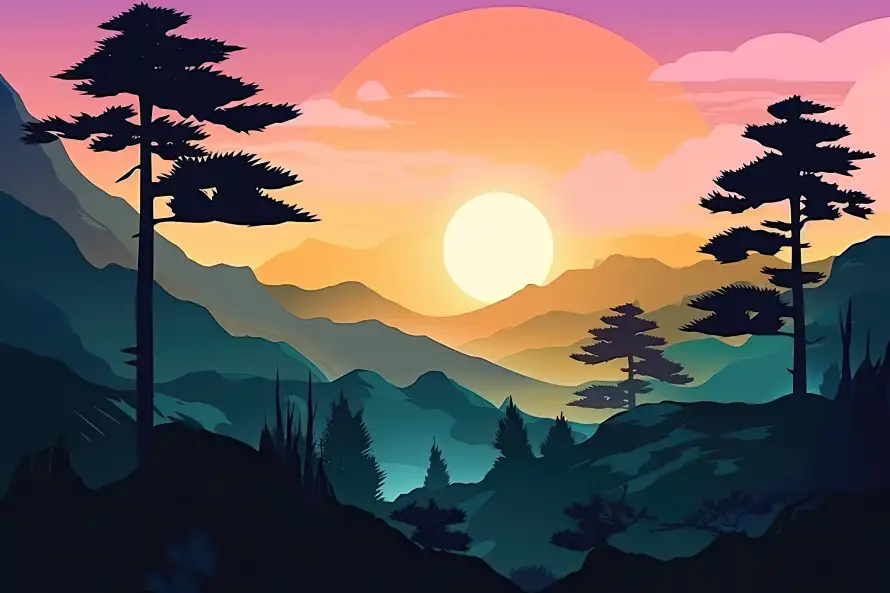 4k剪影壁纸 - 夕阳 - 天空 - 山川「哲风壁纸」