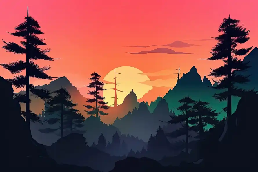 4k剪影壁纸 - 夕阳 - 天空 - 山峦「哲风壁纸」