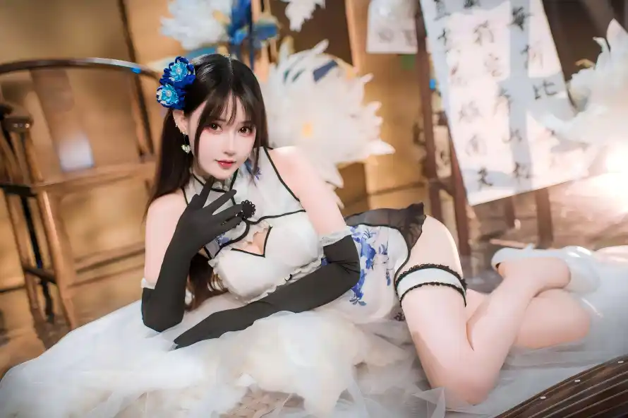 6k古风壁纸-蓝发饰与国风-中式背景热门的壁纸「哲风壁纸」