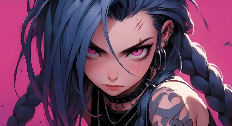 4k叛逆壁纸 - 粉瞳 - 纹身 - 耳饰「哲风壁纸」