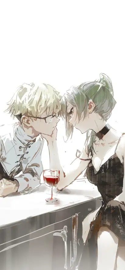 4k吧台壁纸 - 情人 - 情侣 - 手绘「哲风壁纸」