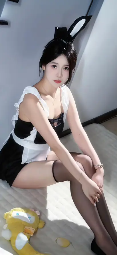 4k兔耳壁纸 - 坐姿 - 室内 - 美女「哲风壁纸」