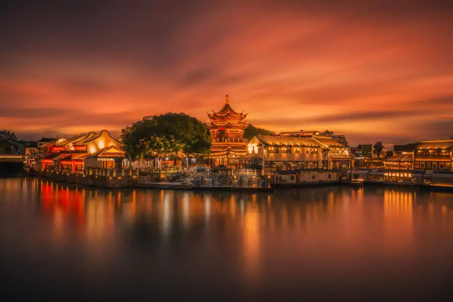 4k倒影壁纸 - 傍晚 - 古镇 - 壁纸「哲风壁纸」