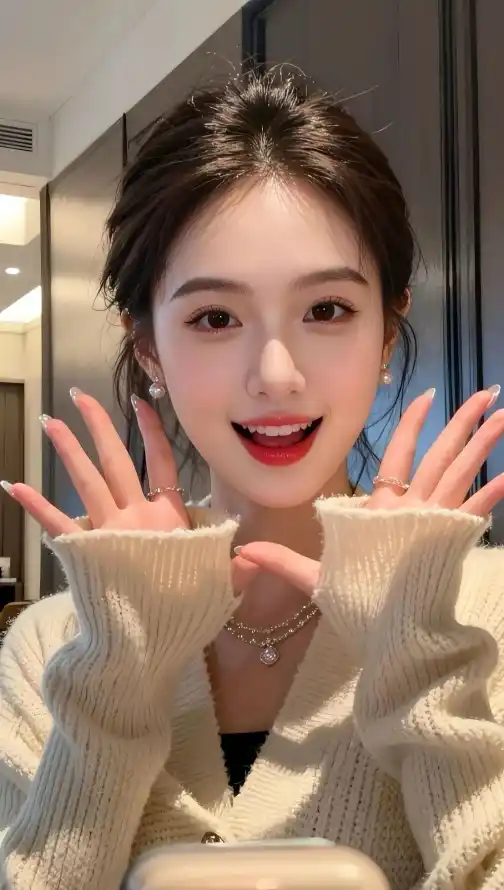 4k室内壁纸 - 红唇 - 美女 - 自拍「哲风壁纸」