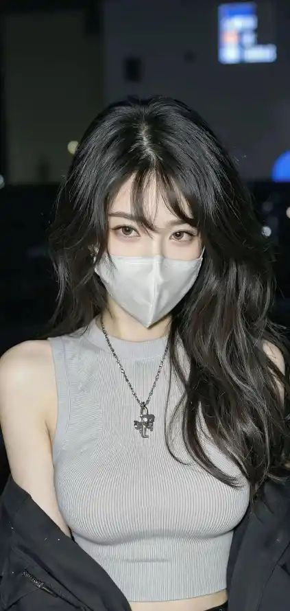 4k口罩壁纸 - 夜晚 - 室内 - 美女「哲风壁纸」