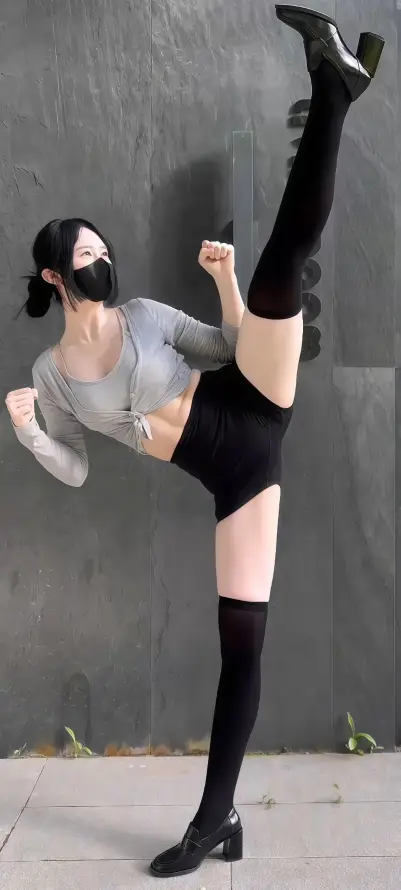 4k美女壁纸 - 黑靴 - Ios - 过膝袜「哲风壁纸」