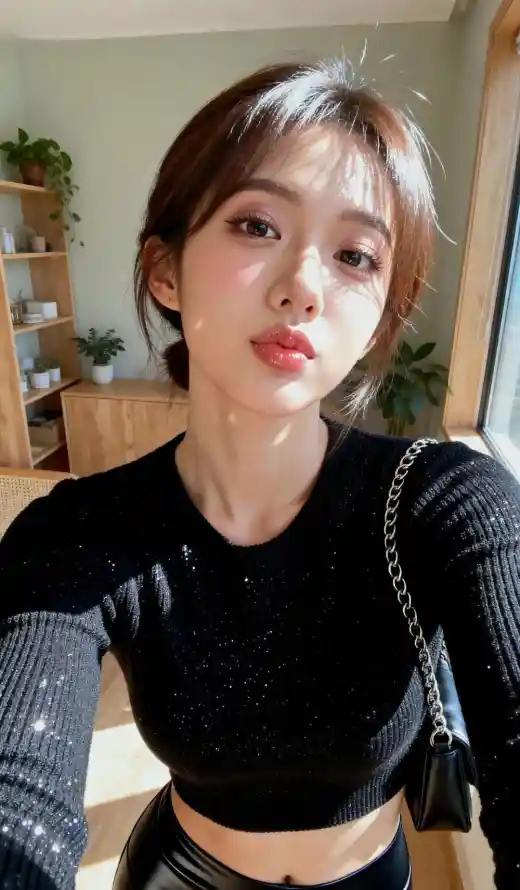 4k皮裤壁纸 - 短发 - 绿植 - 美女「哲风壁纸」