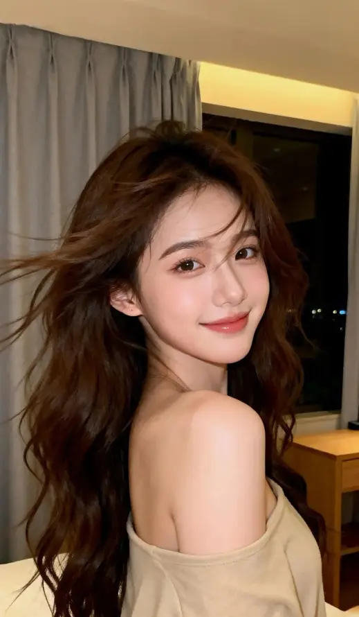 4k人像壁纸 - 写真 - 卷发 - 夜景「哲风壁纸」