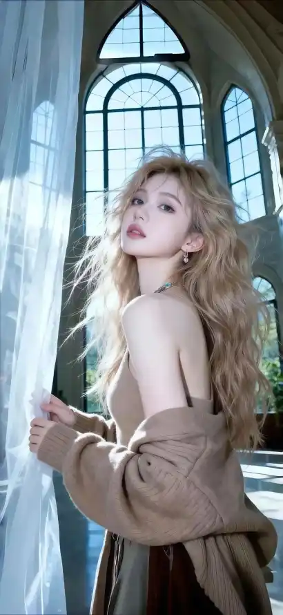 4k优雅壁纸 - 卷发 - 美女 - 长发「哲风壁纸」