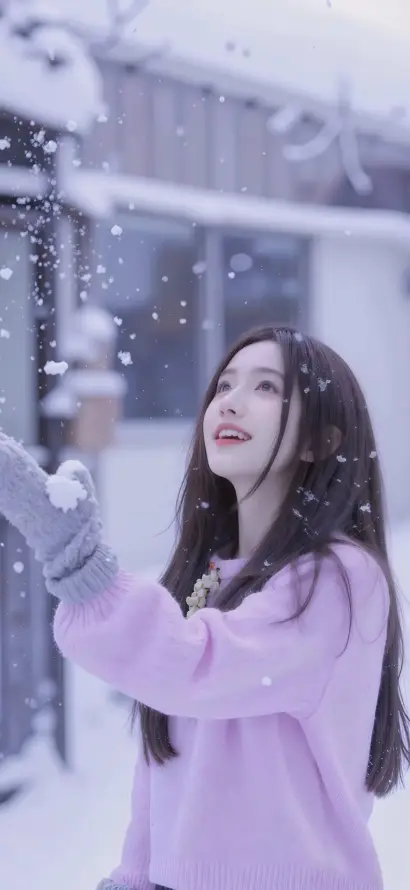 4k冬日壁纸 - 微笑 - 户外 - 手套「哲风壁纸」