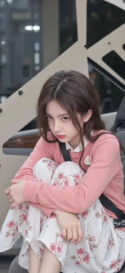 4k坐姿壁纸 - 少女 - 时尚 - 清新「哲风壁纸」