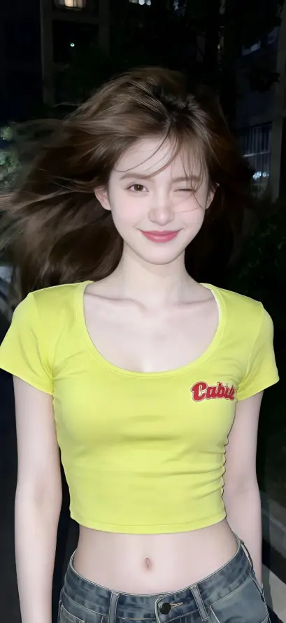 4k夜景壁纸 - 微笑 - 美女 - 长发「哲风壁纸」