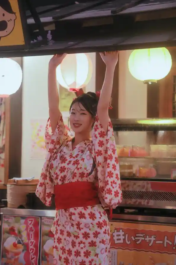 4k写真壁纸 - 和服 - 夜晚 - 摊位「哲风壁纸」