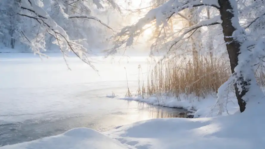 2k冬季壁纸-结冰河面 - 冬日-自然风景壁纸分享「哲风壁纸」