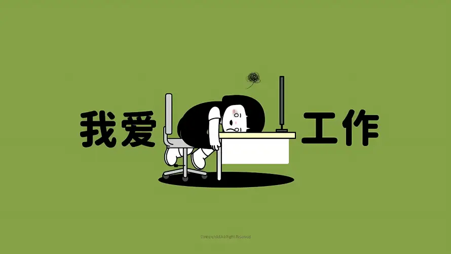 4k卡通壁纸 - 文字 - 办公桌 - 办公卡通「哲风壁纸」