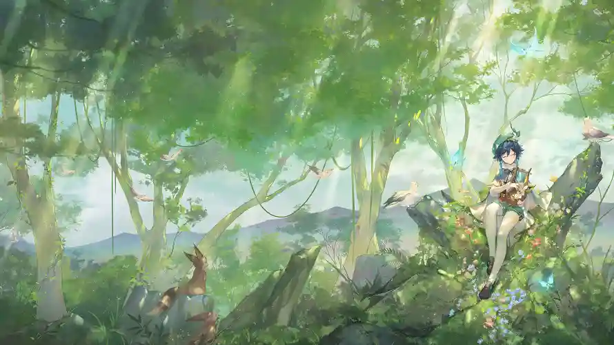 4k原神壁纸 - 森林 - 温迪 - 绿林「哲风壁纸」