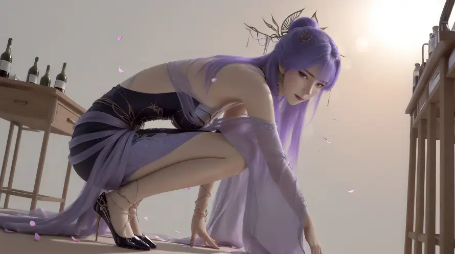 4k天穹壁纸 - 紫色系 - 高跟鞋 - 光影效果「哲风壁纸」