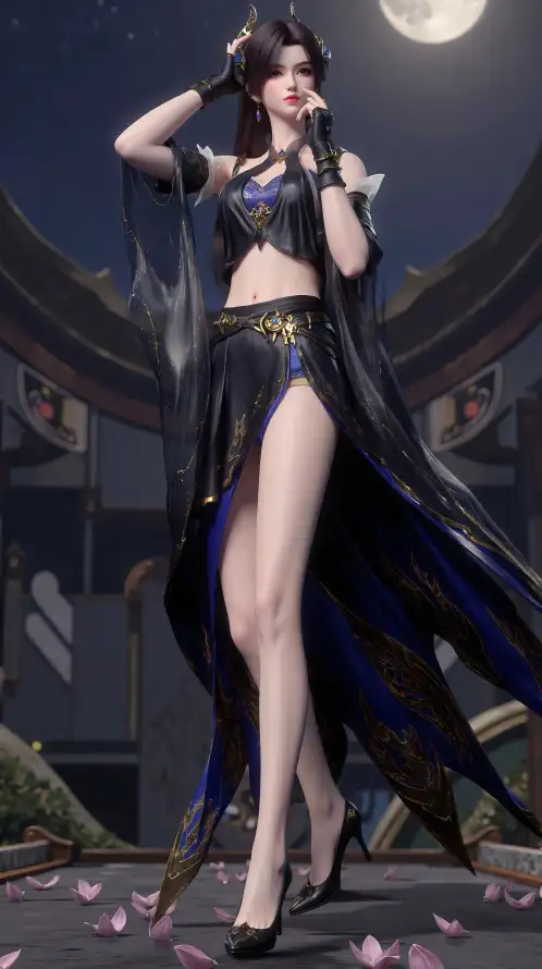 4k妩媚壁纸 - 曹颖 - 月夜 - 美腿「哲风壁纸」