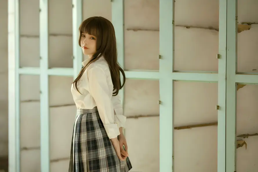 4kjk壁纸 - 少女 - 日系 - 格裙「哲风壁纸」