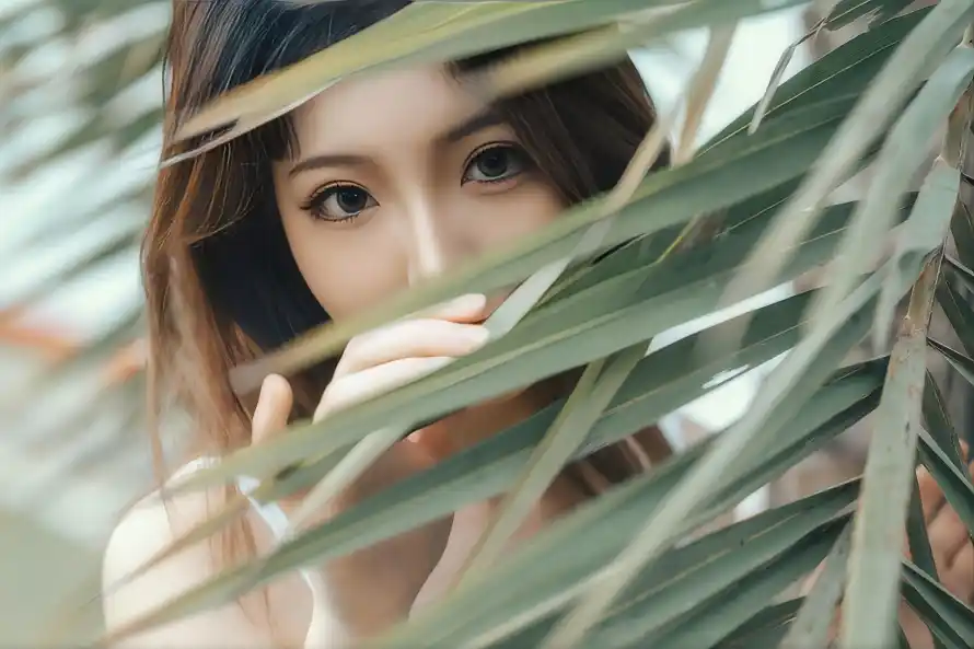 6k人像壁纸-棕榈叶 - 街拍-热门的壁纸「哲风壁纸」