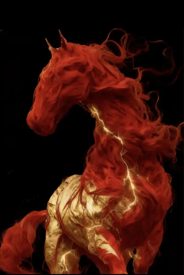 4k抽象壁纸 - 马 - 火焰 - 电马「哲风壁纸」