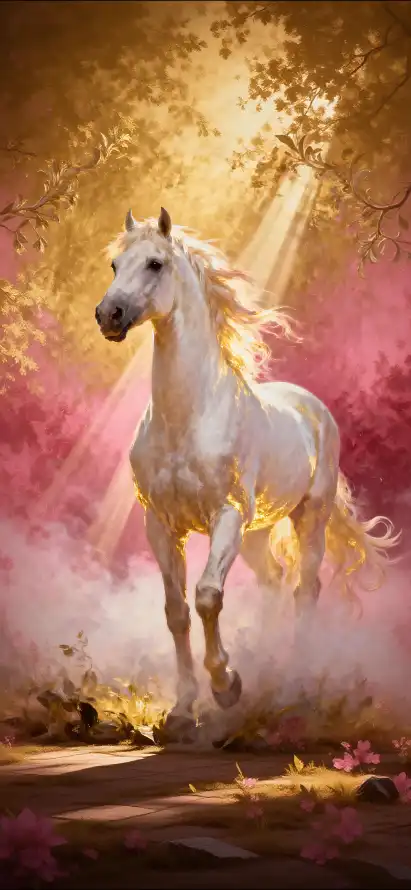 4k烟雾壁纸 - 白马 - 花卉 - 阳光「哲风壁纸」