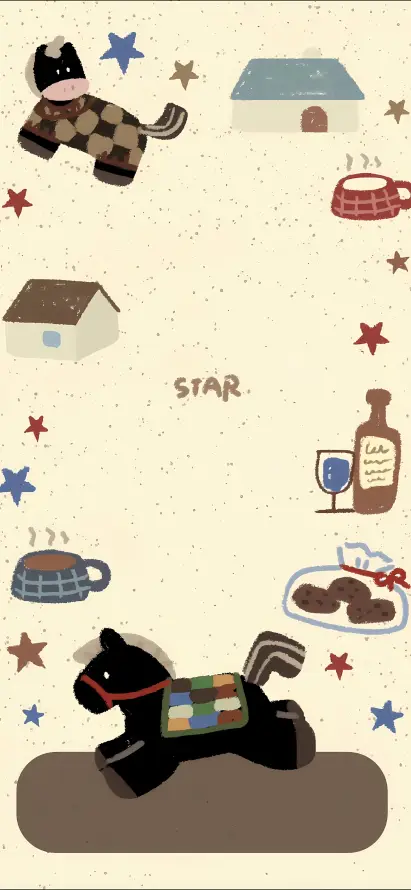 4k卡通壁纸 - 小马 - 房子 - 手绘「哲风壁纸」