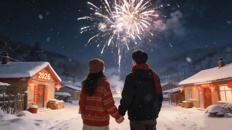 4k乡村壁纸 - 冬日 - 夜晚 - 小屋「哲风壁纸」