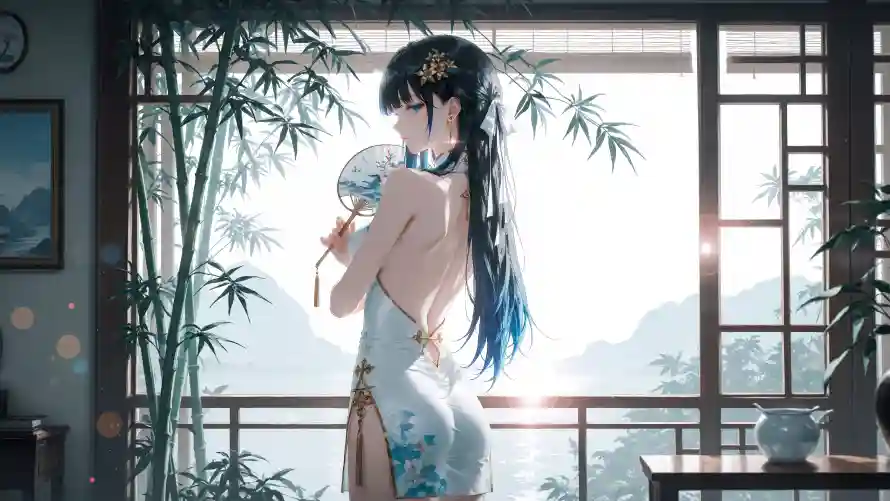 4k国风壁纸 - 持扇 - 白芷 - 竹林「哲风壁纸」 4k国风壁纸 - 持扇 - 白芷 - 竹林「哲风壁纸」