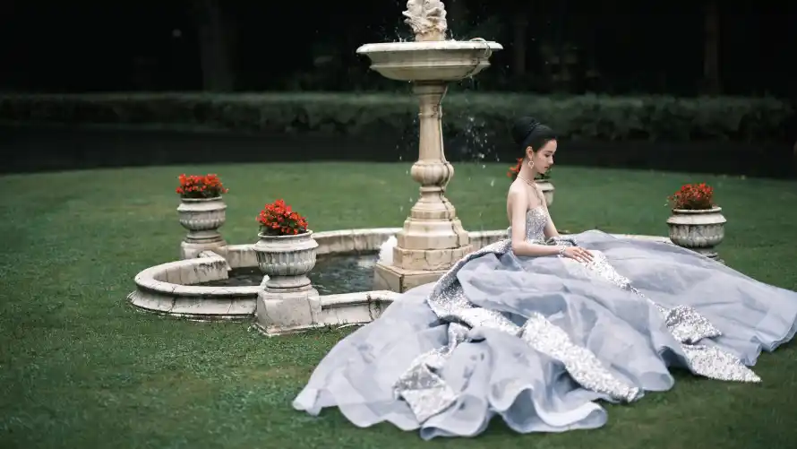 4k优雅壁纸 - 喷泉 - 复古 - 婚纱「哲风壁纸」