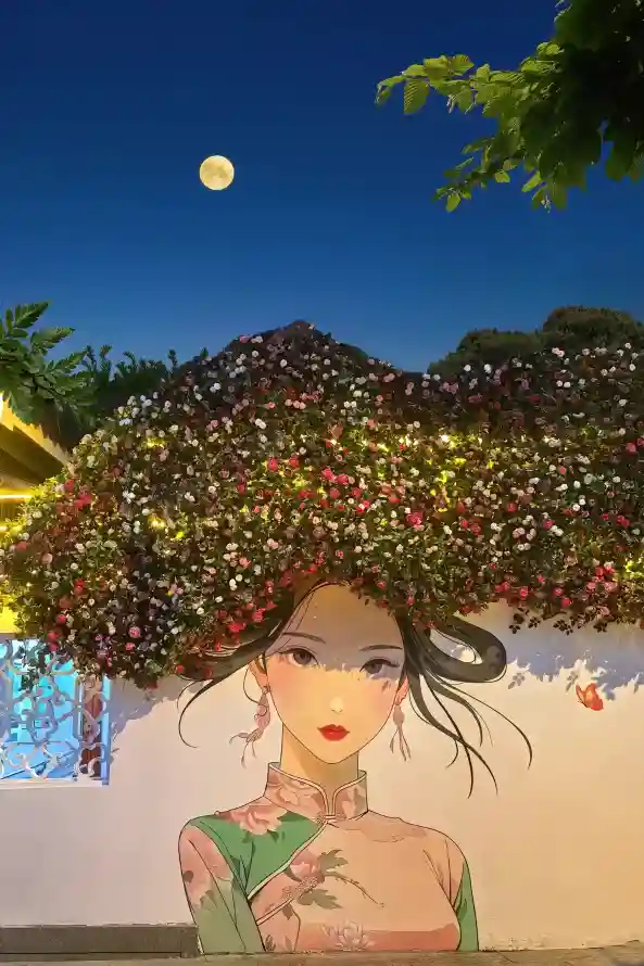 4k中式壁纸 - 墙绘 - 夜晚 - 夜景「哲风壁纸」