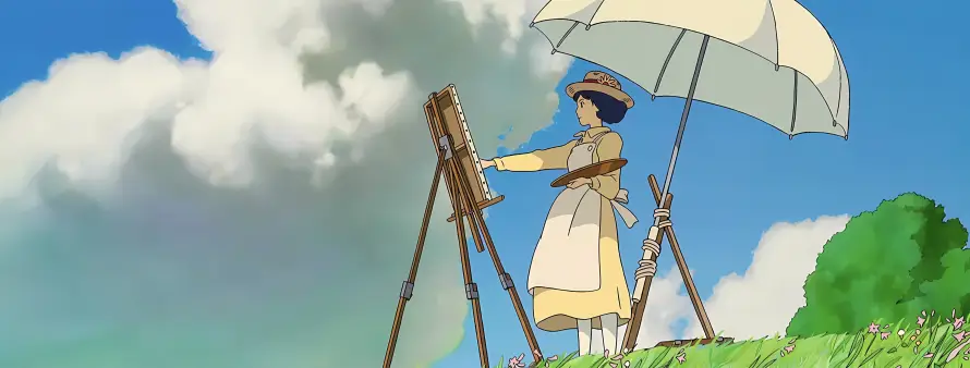 4k双屏壁纸 - 伞 - 画架 - 白云「哲风壁纸」