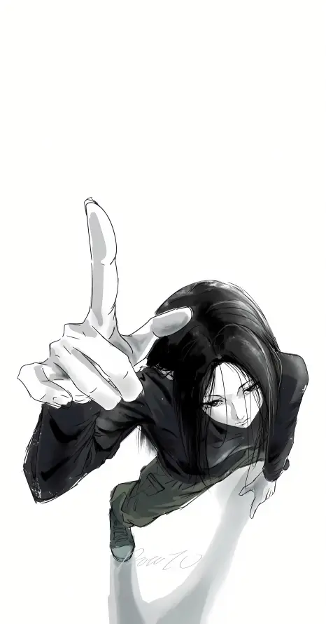 4k国漫壁纸 - 手势 - 简约 - 长发「哲风壁纸」