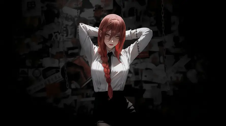 4k红发壁纸 - 黑裙 - 办公装 - 玛奇玛「哲风壁纸」