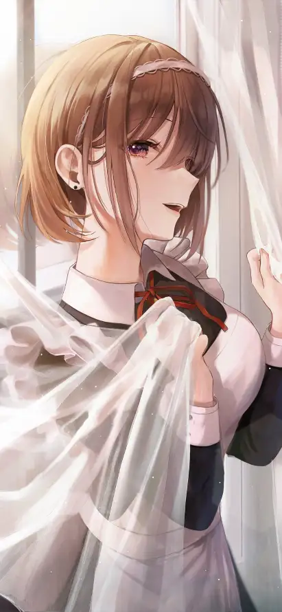 4k发箍壁纸 - 窗帘 - 女仆装 - 世界计划「哲风壁纸」