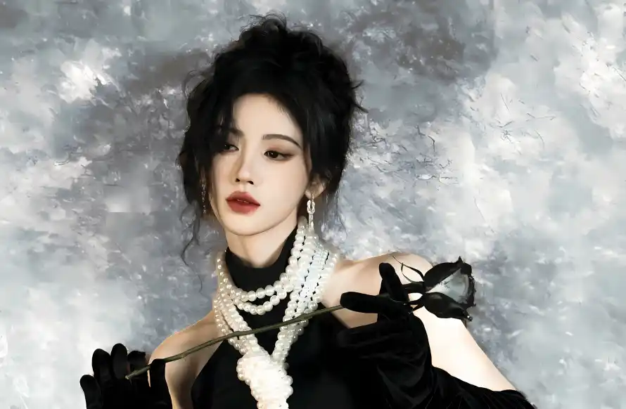 4k鞠婧祎壁纸 - 黑玫瑰 - 优雅气质 - 复古发型「哲风壁纸」