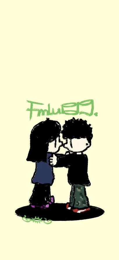 4k亲密壁纸 - 卡通 - 情侣 - 手绘「哲风壁纸」