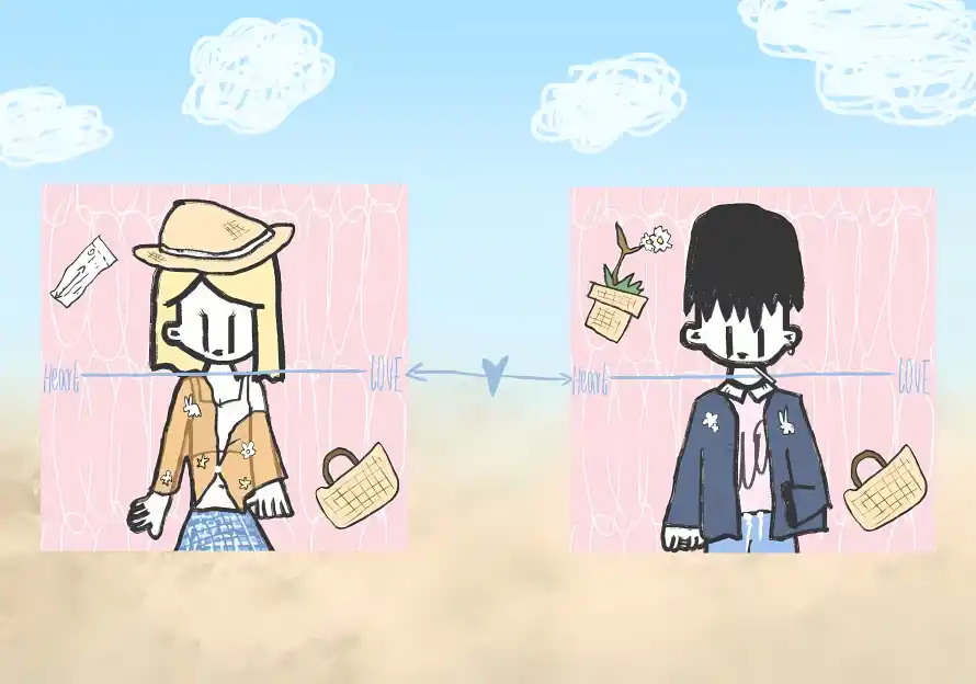 3k情侣壁纸-休闲穿搭 - 手绘-卡通人物壁纸分享「哲风壁纸」