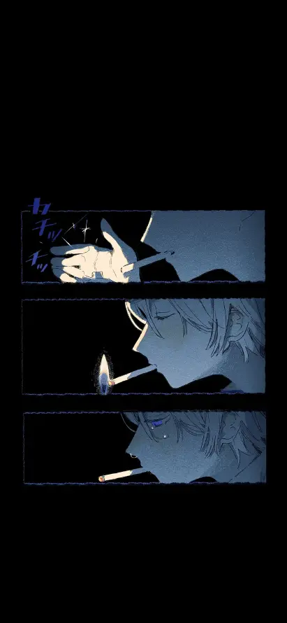 4k分镜壁纸 - 剧情 - 吸烟 - 暗蓝「哲风壁纸」