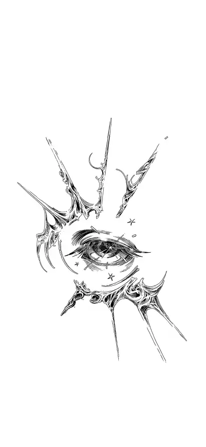 4k手绘壁纸 - 抽象 - 眼睛 - 线条「哲风壁纸」