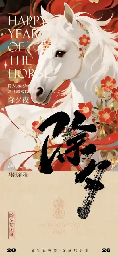 4k新年壁纸 - 春节 - 白马 - 贺岁「哲风壁纸」