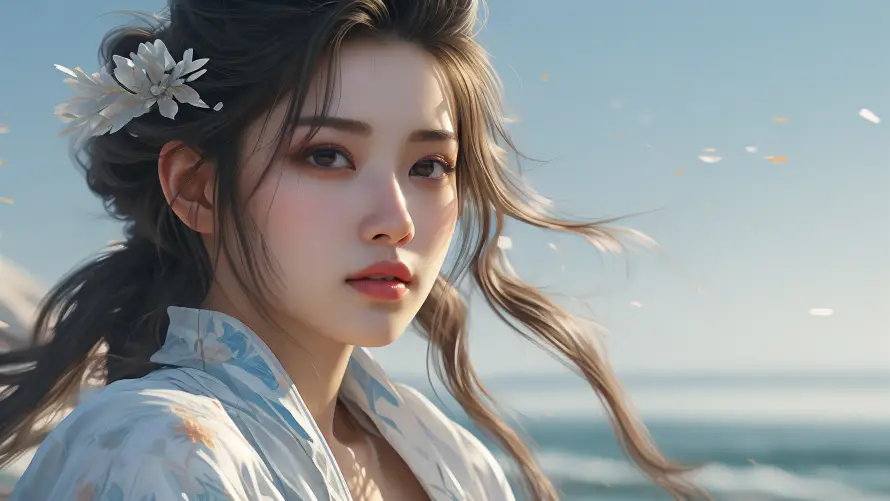 4k东方美学壁纸 - 传统服饰 - 发饰白花 - 古装美女「哲风壁纸」 4k东方美学壁纸 - 传统服饰 - 发饰白花 - 古装美女「哲风壁纸」