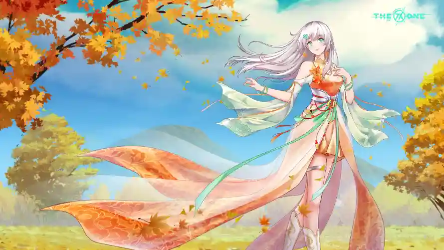 4k天选壁纸-天选姬和枫叶-动漫角色免费下载「哲风壁纸」