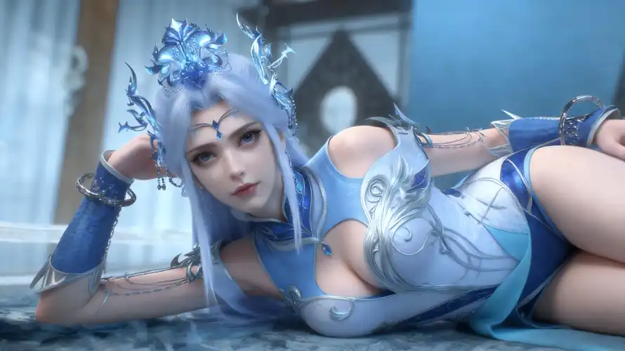 4k蓝发壁纸 - 宁雨蝶 - 蓝色系 - 冰系风格「哲风壁纸」