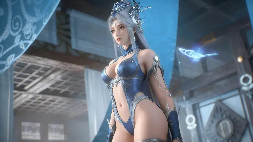 4k性感壁纸 - 蓝甲 - 银发 - 宁雨蝶「哲风壁纸」