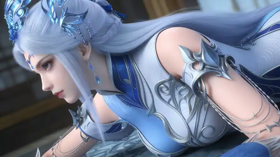 4k银发壁纸 - 宁雨蝶 - 3D建模 - 冰系风格「哲风壁纸」