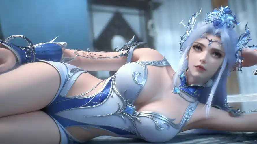 4k性感壁纸 - 躺姿 - 银发 - 宁雨蝶「哲风壁纸」