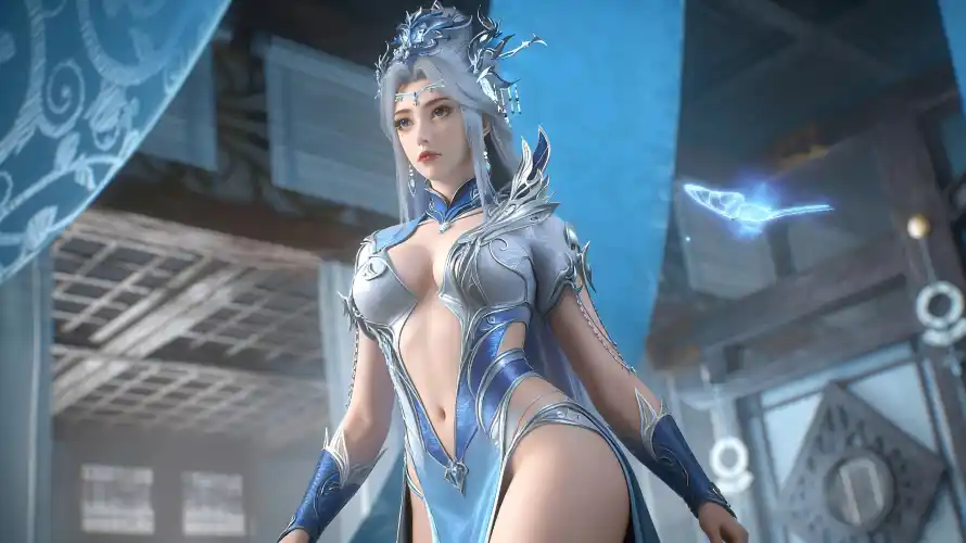 4k性感壁纸 - 银发 - 宁雨蝶 - 3D建模「哲风壁纸」